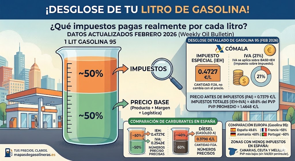 ¿Qué impuestos pagas realmente por cada litro?